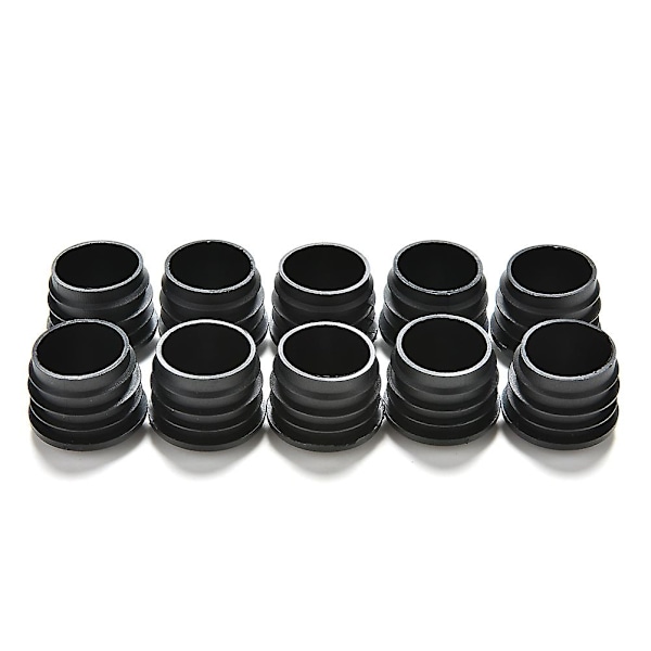 10 st Svarta Plastproppar Slutlock Insatser Pluggar Proppar för Runda Rör Hfmqv 25mm