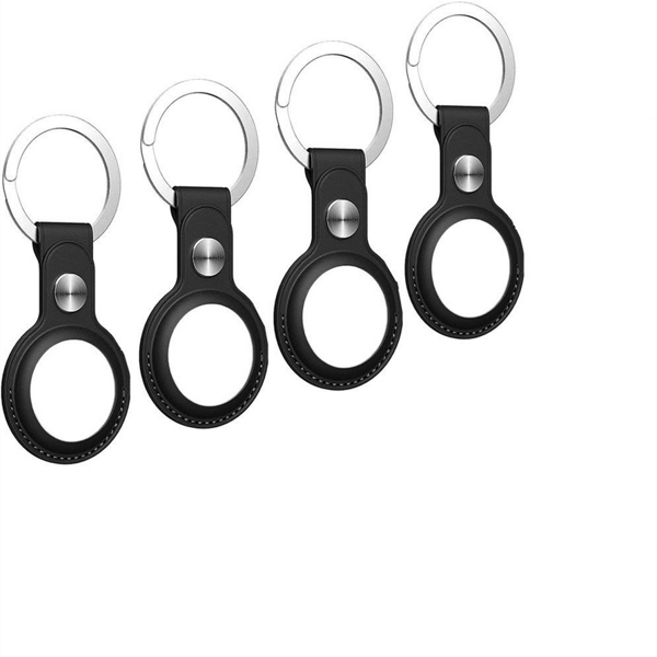 INF AirTag etui med nøglering PU læder 4-pak Sva