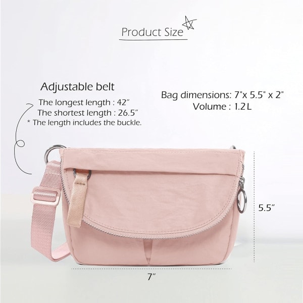 Mini Crossbody-veske med justerbar stropp - Festivalveske midjeveske for utendørsbruk, trening, reiser og daglig bruk pink