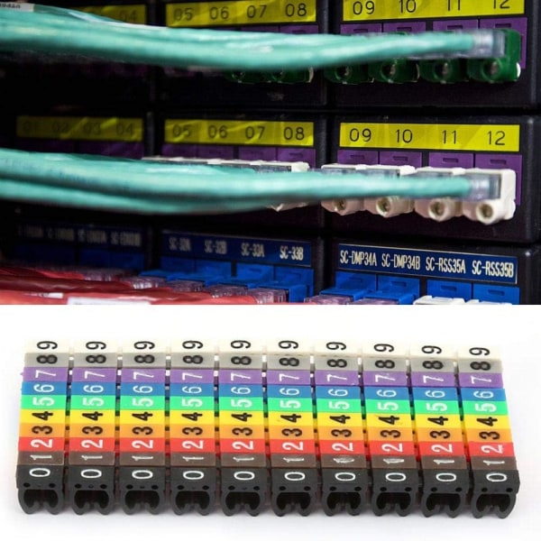 100 stk. Kabelmarkører, Digital Farverig Plastic Kabelmarkør Clip Digital 0-9 Nummerrør Ledningsnummeretiket Tube Farverig kabelmarkørfarve (4mm²)