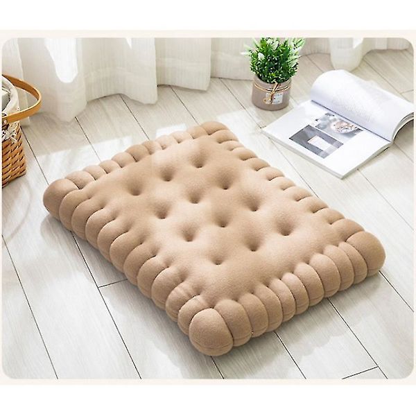 Myk plysj stolsete pute - Tykk og komfortabel kjeksformet seteputer for kontor, spisestue, sofa (Beige, 40x45cm)
