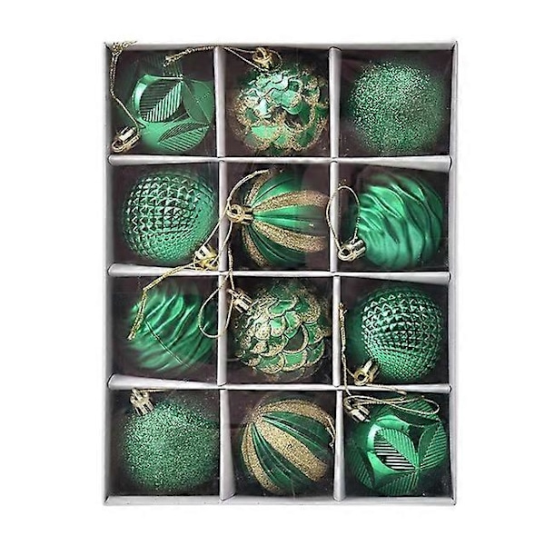 12 stk Julekuler Juletrepynt Julehjemdekorasjon Godt Nyttår Navidad Hengekule Tilbehør Green 6cm