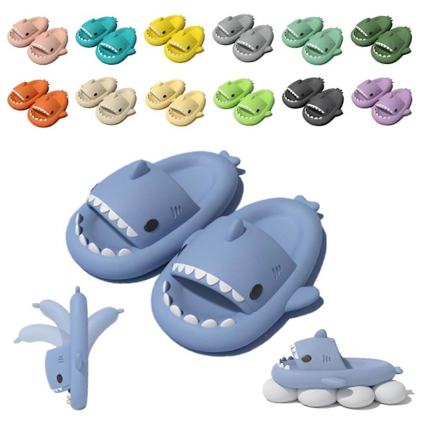 Haj Slides Barn Vuxen Kvinnor Män Hajtofflor - Cloud Shark Slide Strand Sandaler Unisex Kudde Hustomte, 100% Nya blue 44-45
