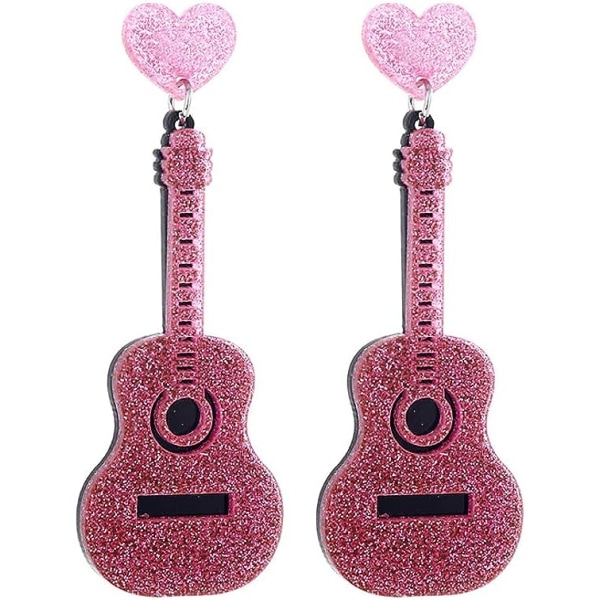 Lång musikalisk gitarr Dangle örhängen, överdrivna Sparkle Stud örhängen, unik present för kvinnor.