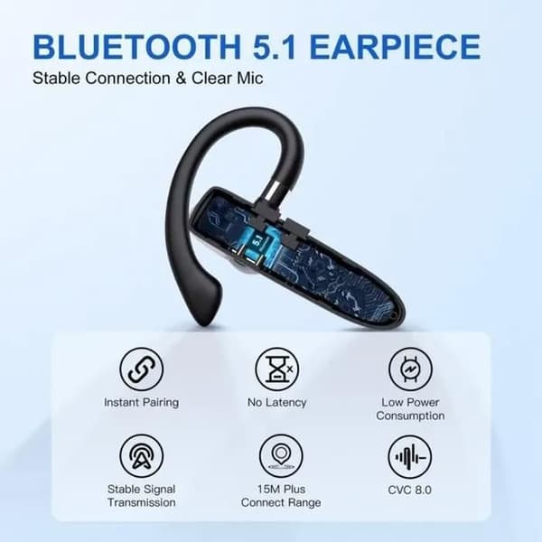 Håndfrit trådløst Bluetooth-øretelefon (enkelt øre) med opladningsetui — LAN