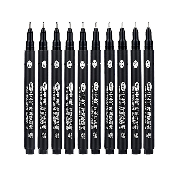 8 st svarta tunna linjepenner Mini Liner Fineliner ritpennor för konstnärsillustration Teknisk Dra