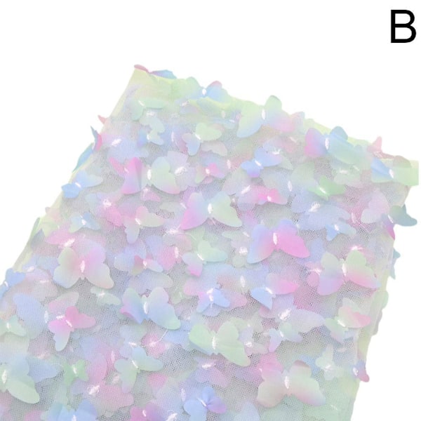 3D Fjärils Spets Tyg Gradient Rosa Blå Tulle Tyg Regnbåge Mesh Tyg Gradient Blue