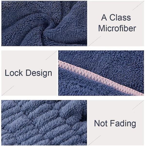 2 stk mikrofiber hårtørkehetter, ekstra myke og ultraabsorberende, hurtigtørkende hår Turban Wrap-håndklær dusjhette (blå+beige)
