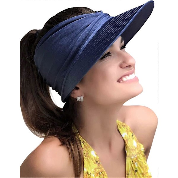2-pack Damsolskärm Hatt Bred Brätte Sommar UPF 50+ UV-skydd Strand Sportkeps Black and Neon Yellow