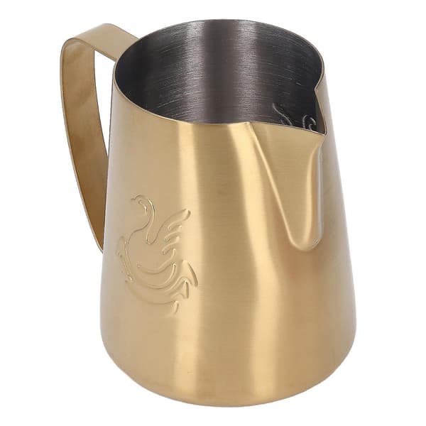 304 Mælkeskummerkop i rustfrit stål 420ML med strømlinet design og olecranon-udløb - Guld