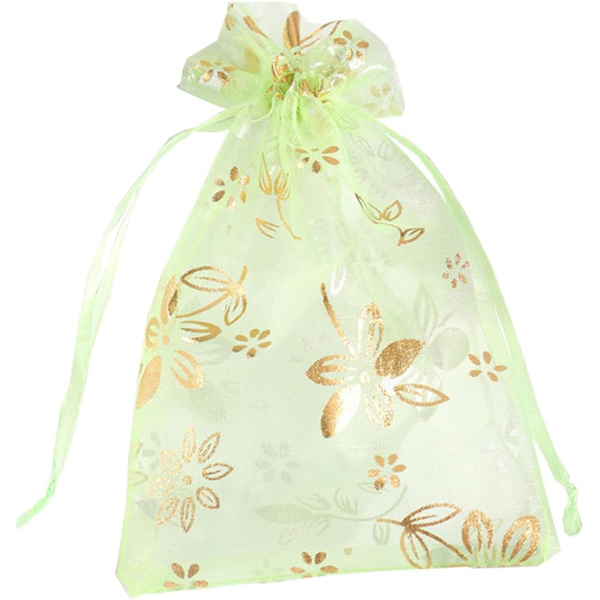 Organza Gaveposer Bryllup Smykkeposer Perfekt til Bryllup, Fødselsdag, Jubilæum, Slikposer, 130x180 mm/5,1 x 7,1 tommer, 30 stk, Grøn