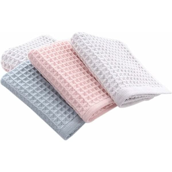 4 stk håndklær 3D Honeycomb Design Myk Fluffy Bomull 13,3×29