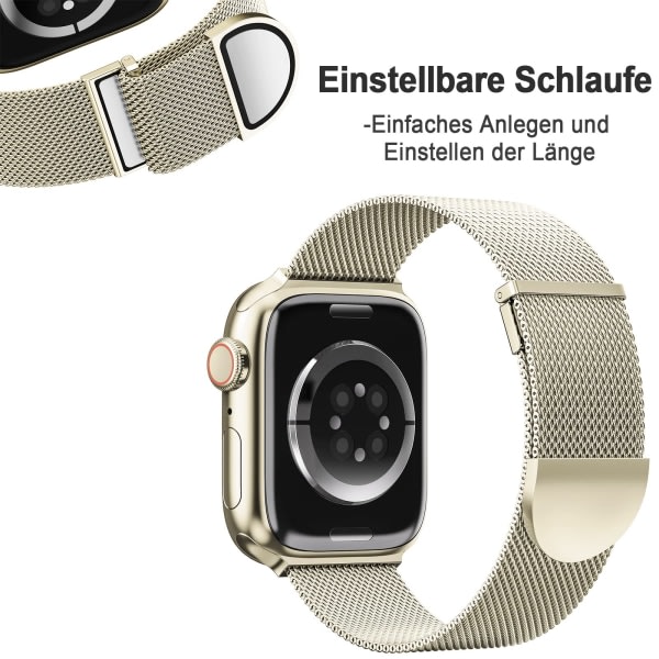 Armbånd kompatibelt med Apple Watch Armbånd 40 mm 41 mm 38 mm for kvinner/menn, for iWatch Series 8 7 6 SE 5 4 3 2 1, Champagne Gold