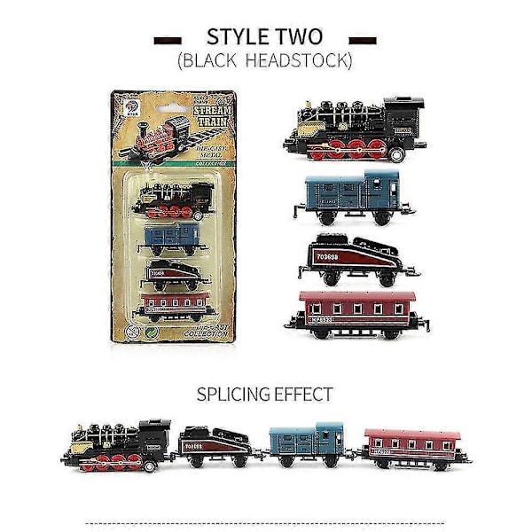 Mini Simulerings Damptog Træk-Tilbage Togmodel Diecasts Lokomotiv Legesæt Legetøj til Børn Drenge Piger black