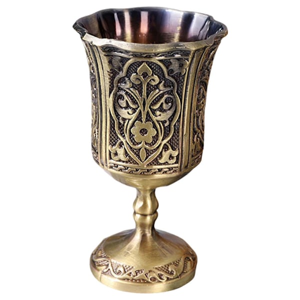 Lyxig Känsla Bägare Pokal Renässans Imitation Kalk Kommunionsbägare för Familj Vän Granne Gåva Bronze Color B