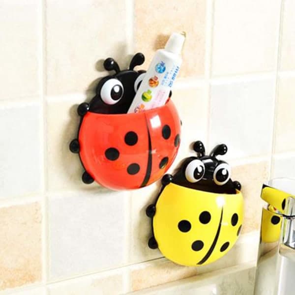 Badeværelse Cartoon Ladybug Sucker Tandbørsteholder Børn Børn Sug Kopper Tandbørsteholder