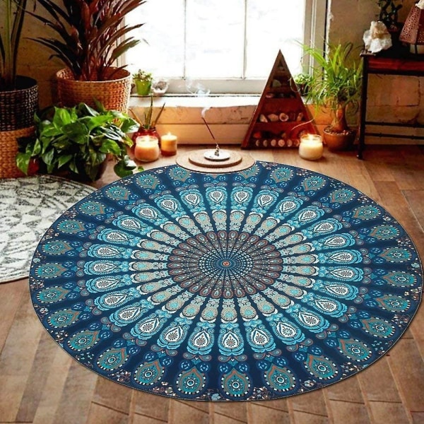 Mandala Hawaii solskyddad rund strandfilt gobeläng hippie boho zigenare bordsduk strand sjal 60 tum