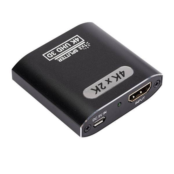 HDMI-splitter 1 ind 2 ud, 4K HDMI-splitter til dobbelte skærme understøtter 3D Full HD 1080P Aluminium HDMI-splitter Dobbelt skærm HDMI-adapter