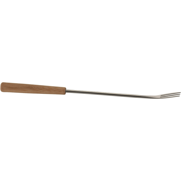 Ostefonduegafler Bambus 6 stk, Rustfritt stål, Sølv/Brun, 26,5 x 1,5 x 1,5 cm