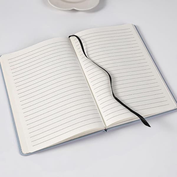 A5 notesbøger, 2 bøger, med linjerede sider, penløkke, bånd, datomarkør og papirlomme, medium hardcover journal Blue