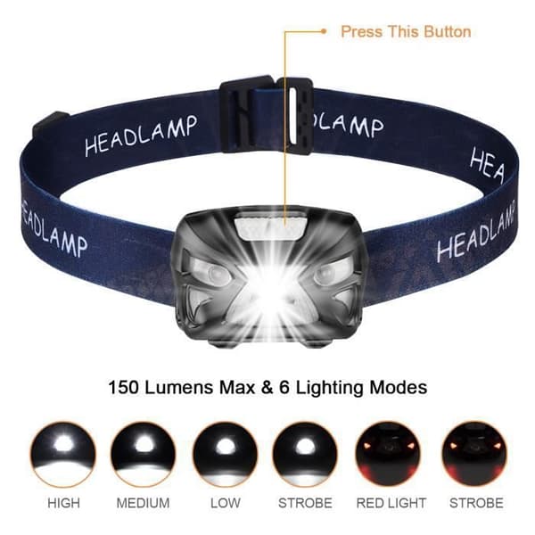 L Hodelykt - XIU - USB Oppladbar - IPX4 Vanntett - 300 Lumen - Bevegelsessensor