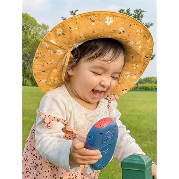 Babypiger solhat UPF 50+ UV-beskyttelse, baby sommer solhat med justerbar hagerem (18 måneder-5 år)