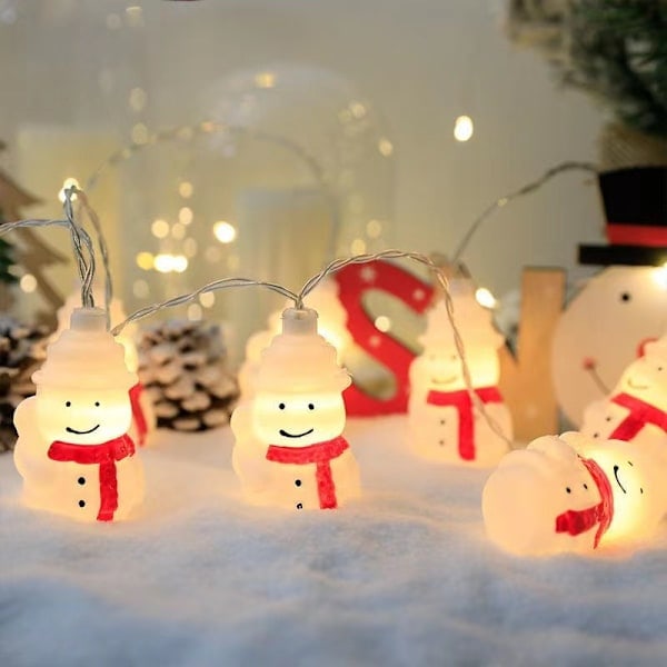 LED-lysstreng med julemotiv - Julemand, Snemand, Rendeer - Festlig atmosfære - Batteri & USB - Juletræspynt I 3M 20led USB