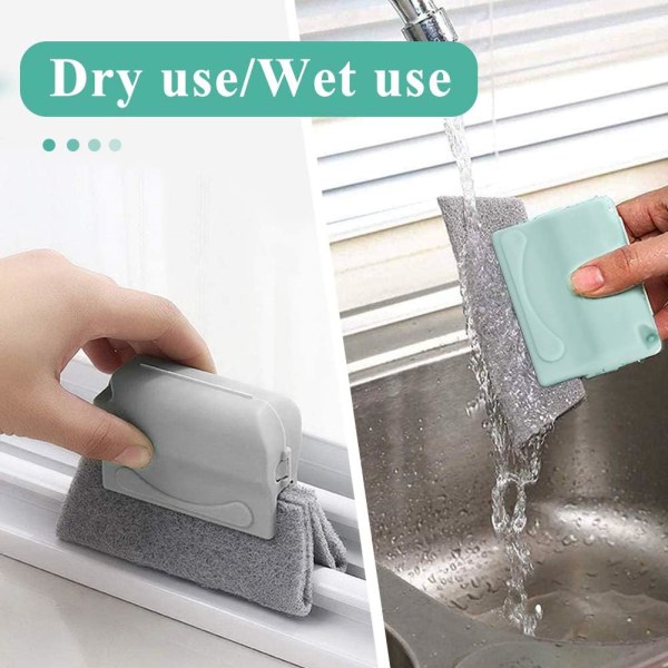 Rensebørste for vinduspor, 3-paks håndholdte verktøybørster for vinduspuss med skuresvamp for kjøkkenbad