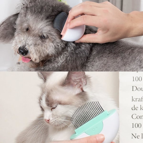 2-i-1 kattebørstesett for kjæledyrhårfjerning, hårfjerning og pleiekam for korthårede katter Rustfri stålnål Bærbar Lett å rengjøre Myk