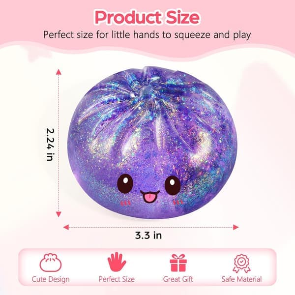 Sällsynt Sugar Dumpling Squishy, Glitter Bao Bun Klämleksak, Stresslindrande Sensorisk Leksak