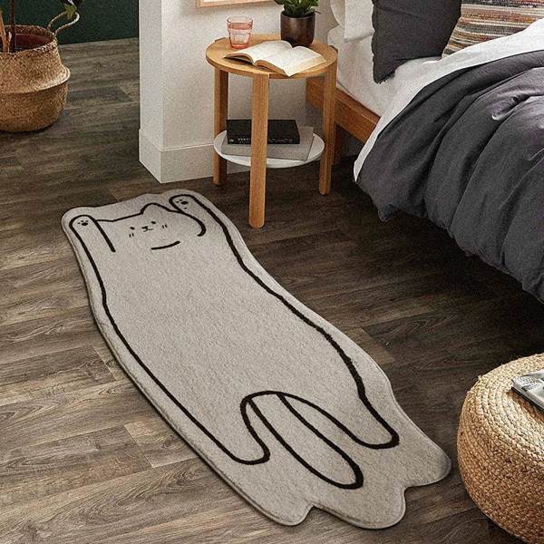 Tvättbar matta för sovrum 40x120cm Söt och rolig barnrumsmatta Modern tryckt vit oregelbunden form för entréområde