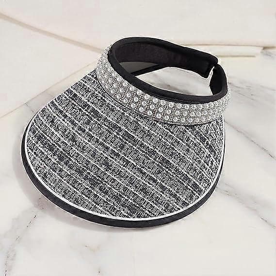 Strandhatte til kvinder Bredskygget solhat til kvinder Solhatte til kvinder med UV-beskyttelse Elegant tofarvet patchwork sommerhat Black