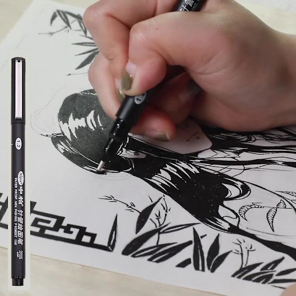 8 stk. sorte tynne linerpenner, mini liner fineliner tegnepenner for kunstnerillustrasjon, teknisk tegn