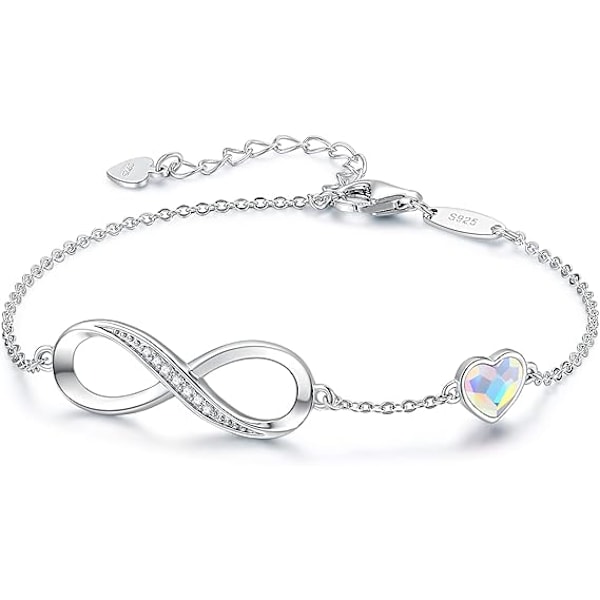Infinity Armbånd til Kvinder Smykker 925 Sterling Sølv Armbånd Damer Kærligheds Hjerte Armbånd Gaver til Hende Kvinder Hustru Mor Colors