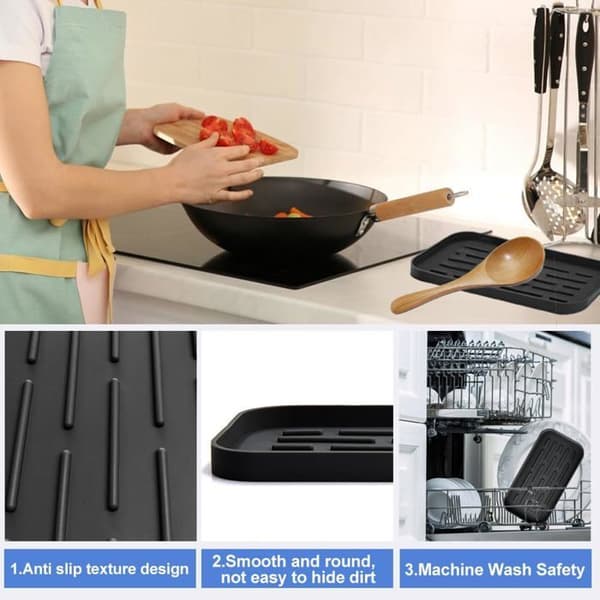 Køkken skeholder, multifunktionel silikone redskabsholder, til kogeplader og spiseborde.