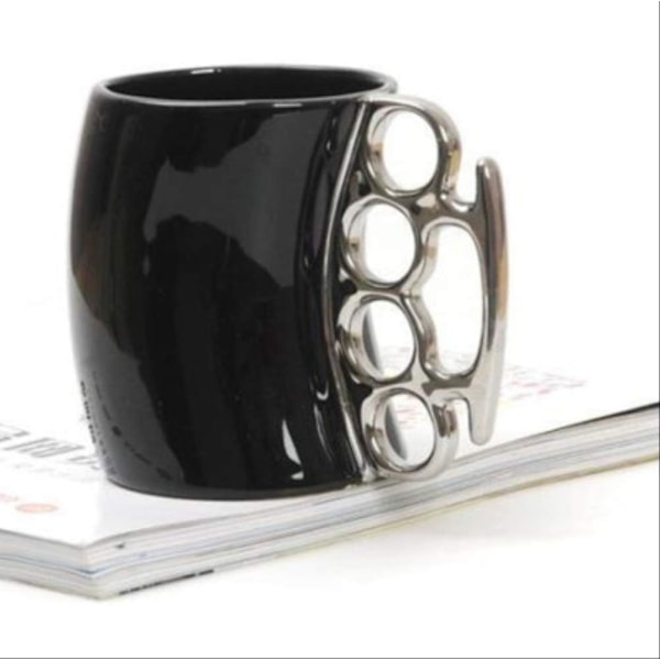 Knuckle Duster Mugg, Kaffemugg, Tekanna Keramisk Kopp, Rolig Mugg, Vänner Mugg Black Silver