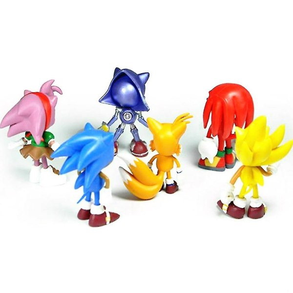 6 st Sonic The Hedgehog rörlig dockmodell Barnleksak docka present