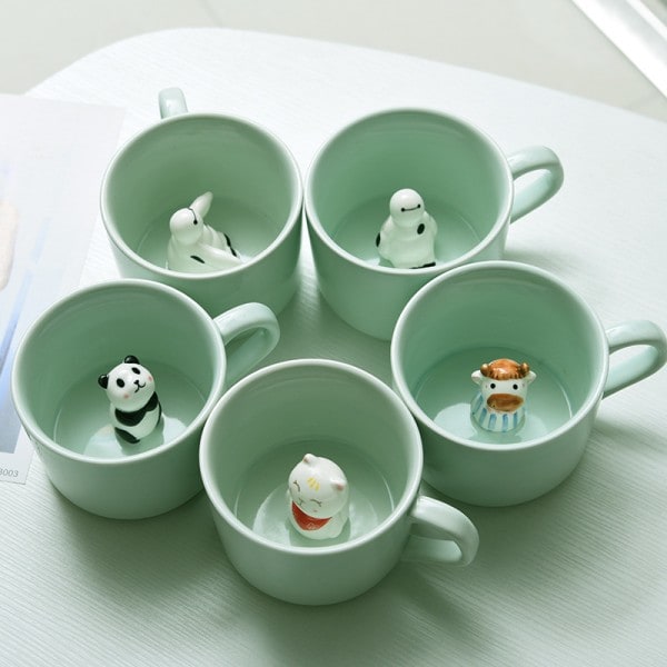 3D Djurmugg Djur Inuti Koppen Cartoon Keramisk Figur Tekopp Jul Födelsedagspresent Till Barn Kvinnor Män Kaffe Mugg 9