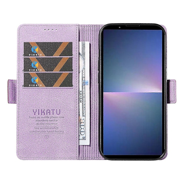 För Sony Xperia 5 V Läder Telefonfodral Vikbart Ställ Plånboksfodral Purple