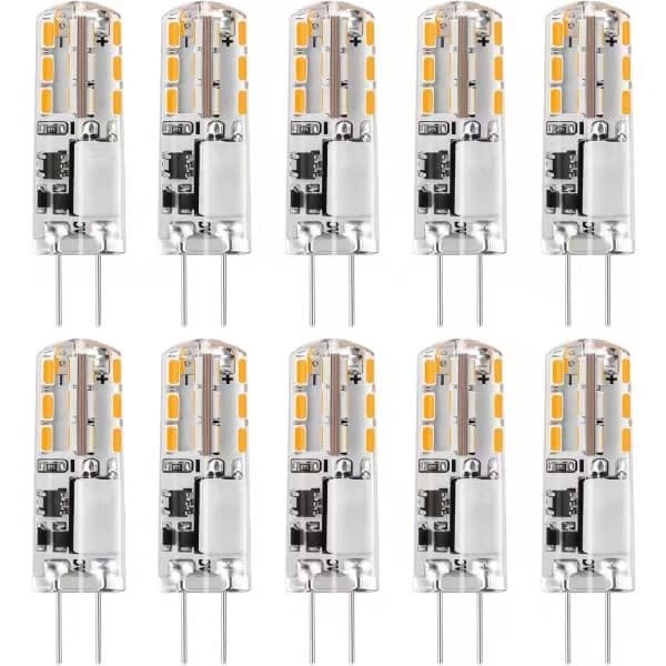 10x G4 LED-lamper 12V AC/DC Varm hvit 3000K 2W, dimbar