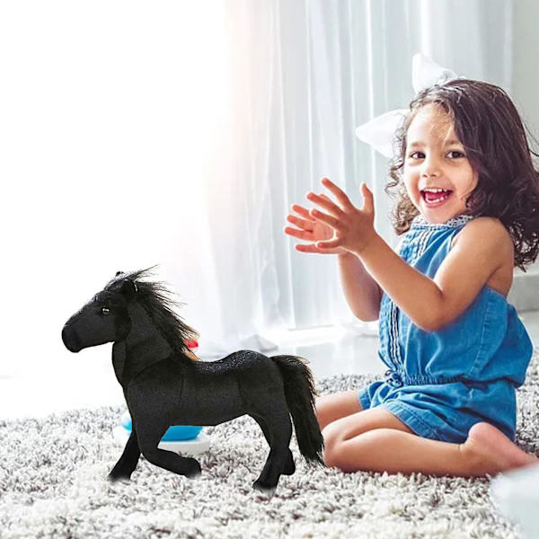 Simuleret Hest Dukke Plyslegetøj Hvid Hest Brun Hest Julegave Sofa Møbel Dekoration Black