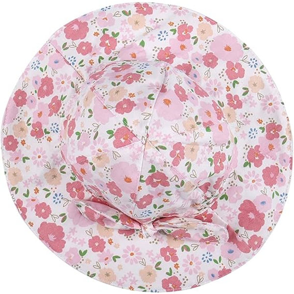 Baby Girls Solhatt UPF 50+ UV-skydd, Baby Summer Solhatt med Justerbar Hakrem (18 månader-5 år)