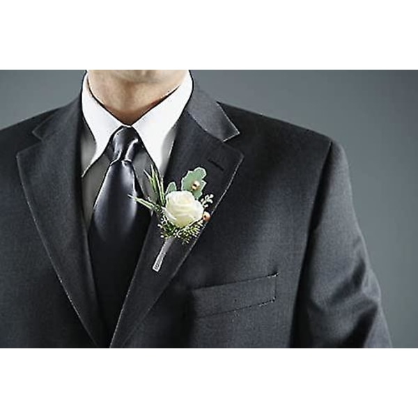 2 stk. Bryllups Boutonniere til Brudgom og Forlover Dragt Dekoration Kunstige Roser Knaphuls Blomster til Bryllup Prom Fest, Elfenben