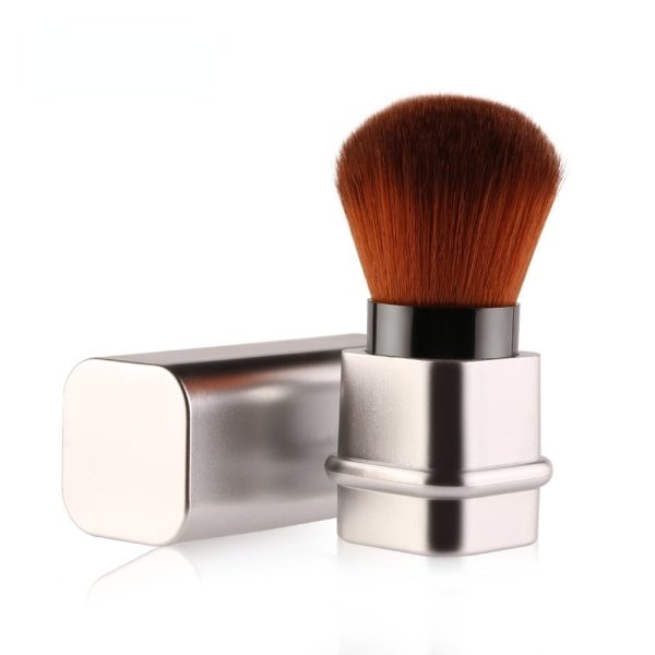 1 förpackning löst puder foundation sminkborstar Mini infällbara Silver
