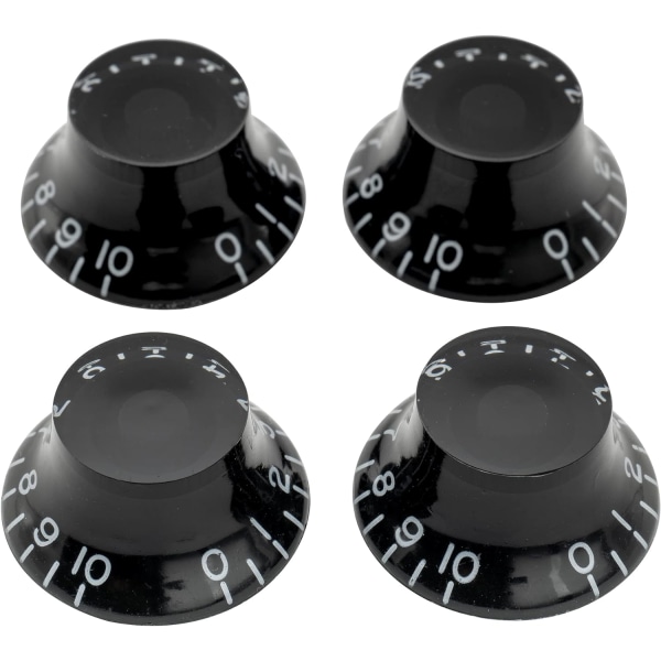 Pro Imperial Inch Size Bell Top Hat Knobs Kompatibel med USA Made Les Paul Style Elektrisk Guitar, Sort (Sæt med 4)