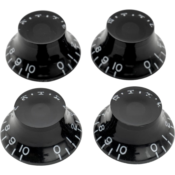 Pro Imperial tuuman kokoiset Bell Top Hat -nupit, jotka ovat yhteensopivat USA:n Les Paul Style -sähkökitaran kanssa, musta (4 set )