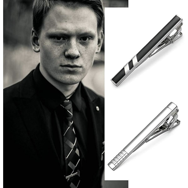Katea slipseclips til mænd, klassisk stil sølv slipsstang sæt til almindelige slips Luksusæske gaveideer