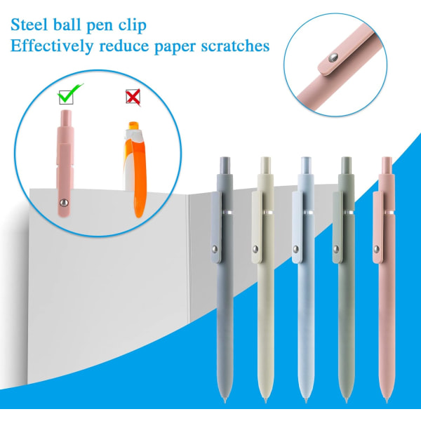 0,5 mm Retractable Gel Penne Søde Kuglepenne Sort Glat Skrivning Pastel Roller til Skole Kontor Gaveartikler 5 stk. (Morandi)