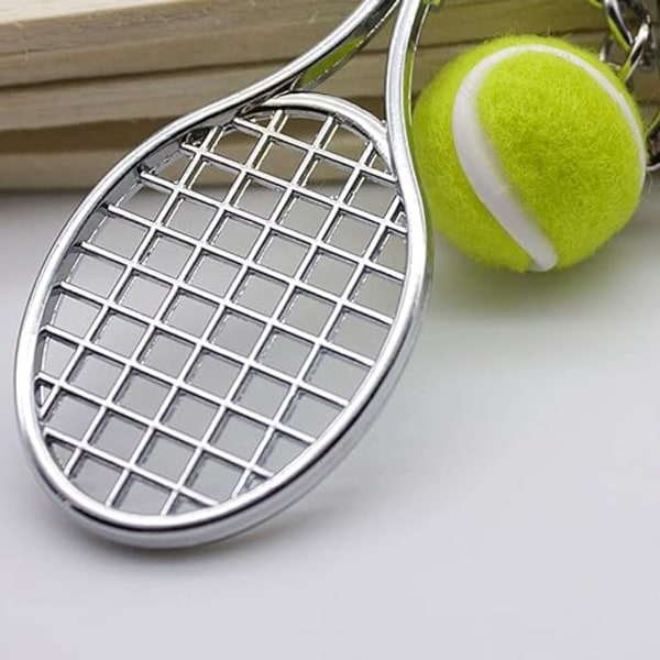 Tennisracket Nyckelring, Kreativ Metall Nyckelring Sport Nyckelring Tennisboll Nyckelring 2 st