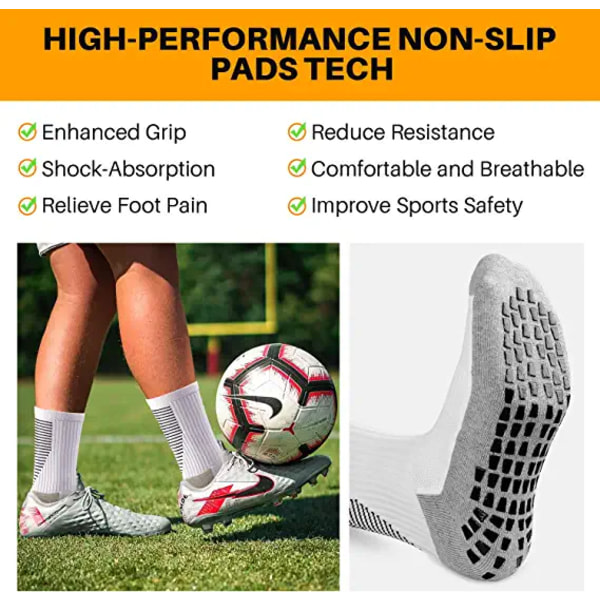 3 pairs of anti-slip football socks Breathable waterproof grip socks Football Sports socks Basketball Handball White